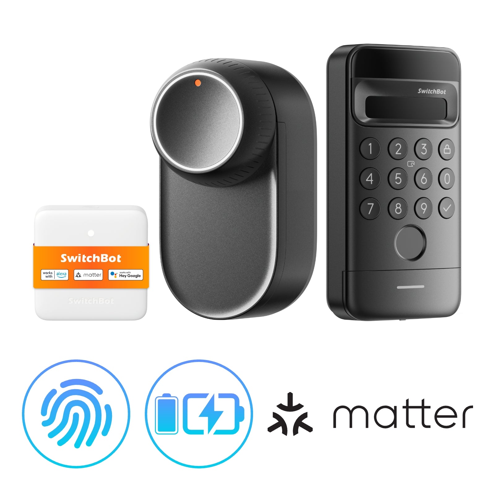 SwitchBot Lock Ultra Vision Combo Lock Ultra + Hub Mini Matter + Keypad Vision Black - SwitchBot EU