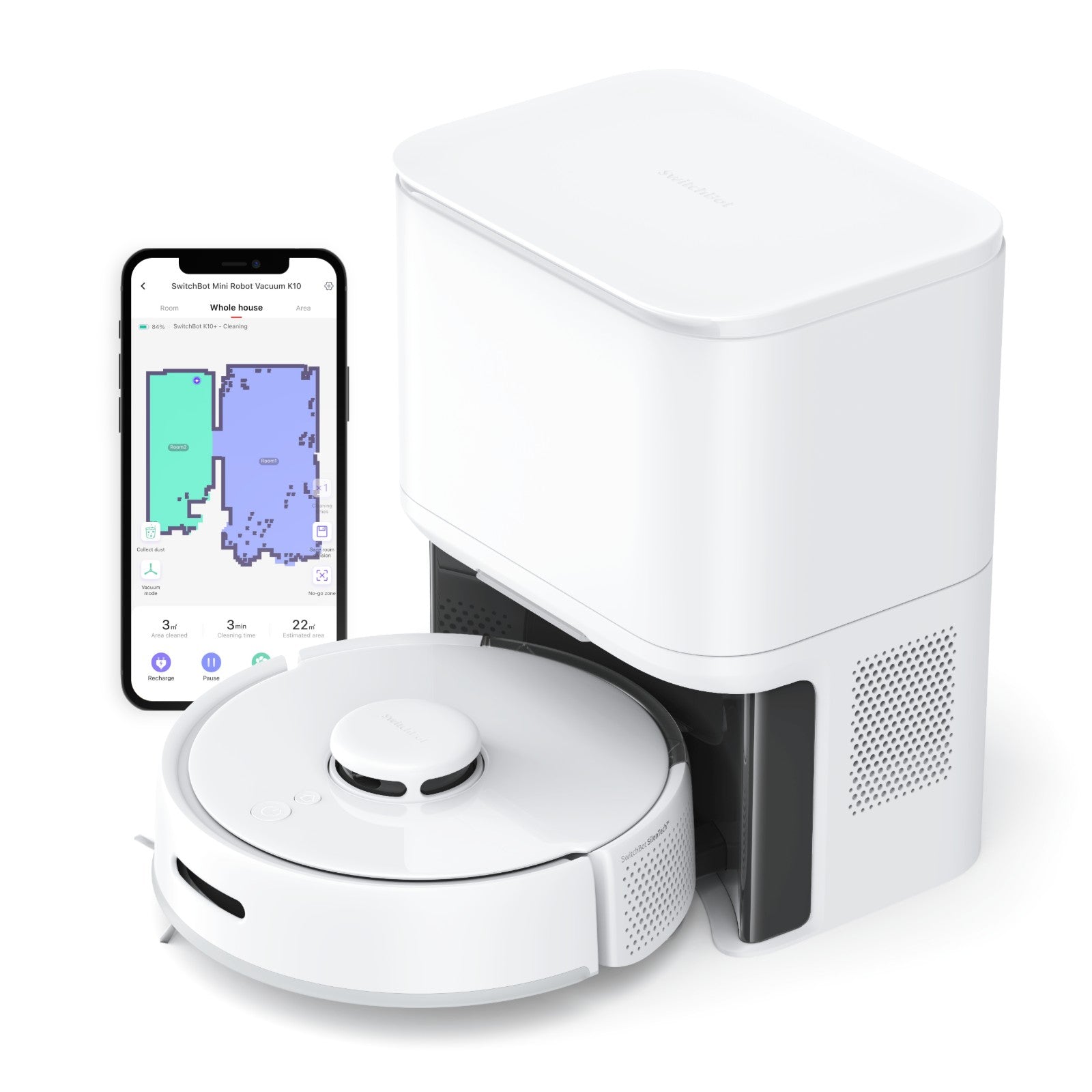 SwitchBot Mini Robot Vacuum K10+ | Compact 50% Smaller Smart Cleaner ...
